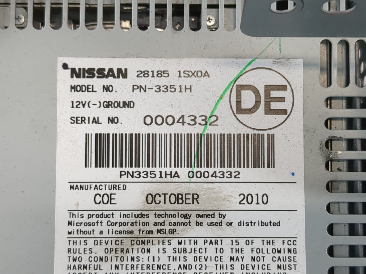 2011-2012 Nissan Murano Radio AM FM Cd Player Receiver Replacement P/N:28185 1SX0A Fits Fits 2010 2011 2012 2013 2014 2015 O