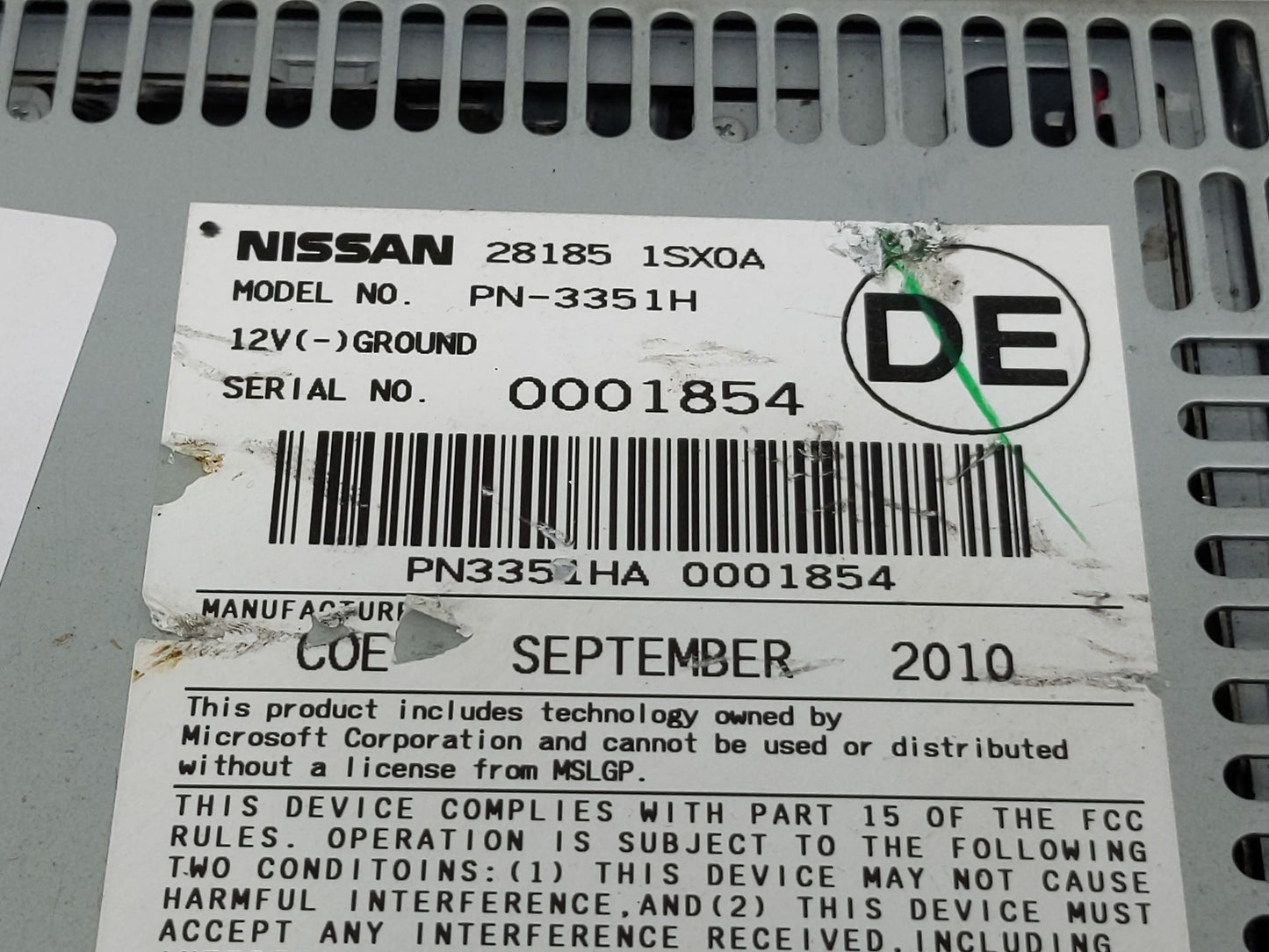 2011-2014 Nissan Murano Radio AM FM Cd Player Receiver Replacement P/N:28185 1SX0A Fits Fits 2011 2012 2013 2014 OEM Used Au