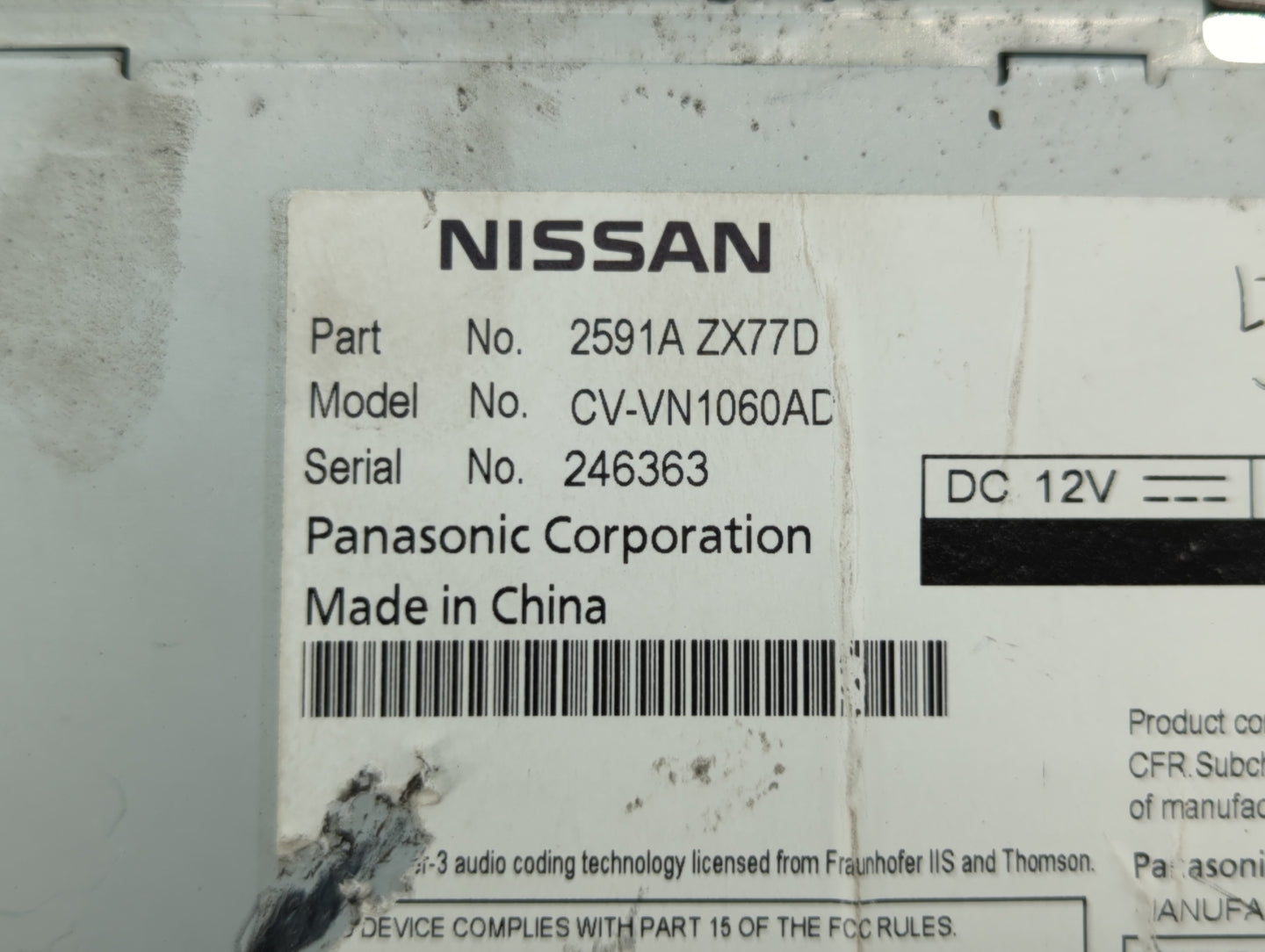 2011-2012 Nissan Murano Am Fm Cd Player Radio Receiver - Oemusedautoparts1.com