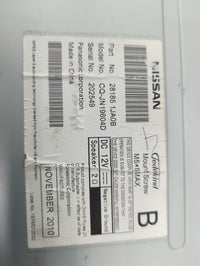 2011 Nissan Quest Radio AM FM Cd Player Receiver Replacement P/N:28185 1JA0B CQ-JN19604D Fits OEM Used Auto Parts - Oemuseda