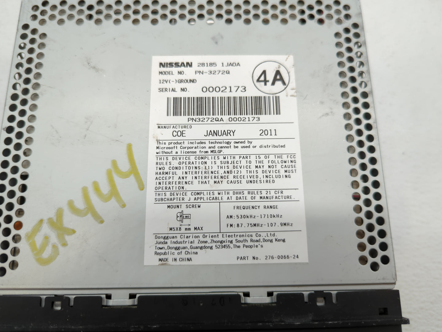 2011 Nissan Quest Radio AM FM Cd Player Receiver Replacement P/N:28185 1JA0A 28185 1JA0B Fits OEM Used Auto Parts - Oemuseda