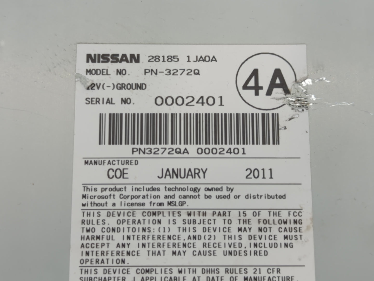 2011-2011 Nissan Quest Am Fm Cd Player Radio Receiver - Oemusedautoparts1.com