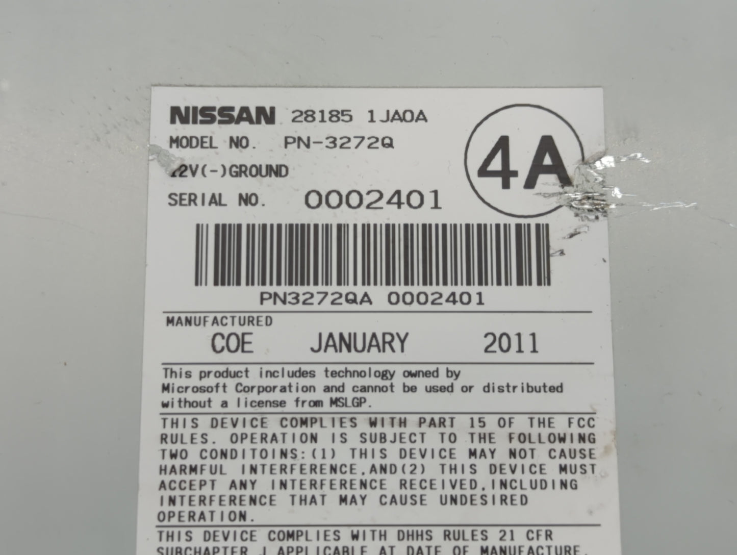2011-2011 Nissan Quest Am Fm Cd Player Radio Receiver - Oemusedautoparts1.com