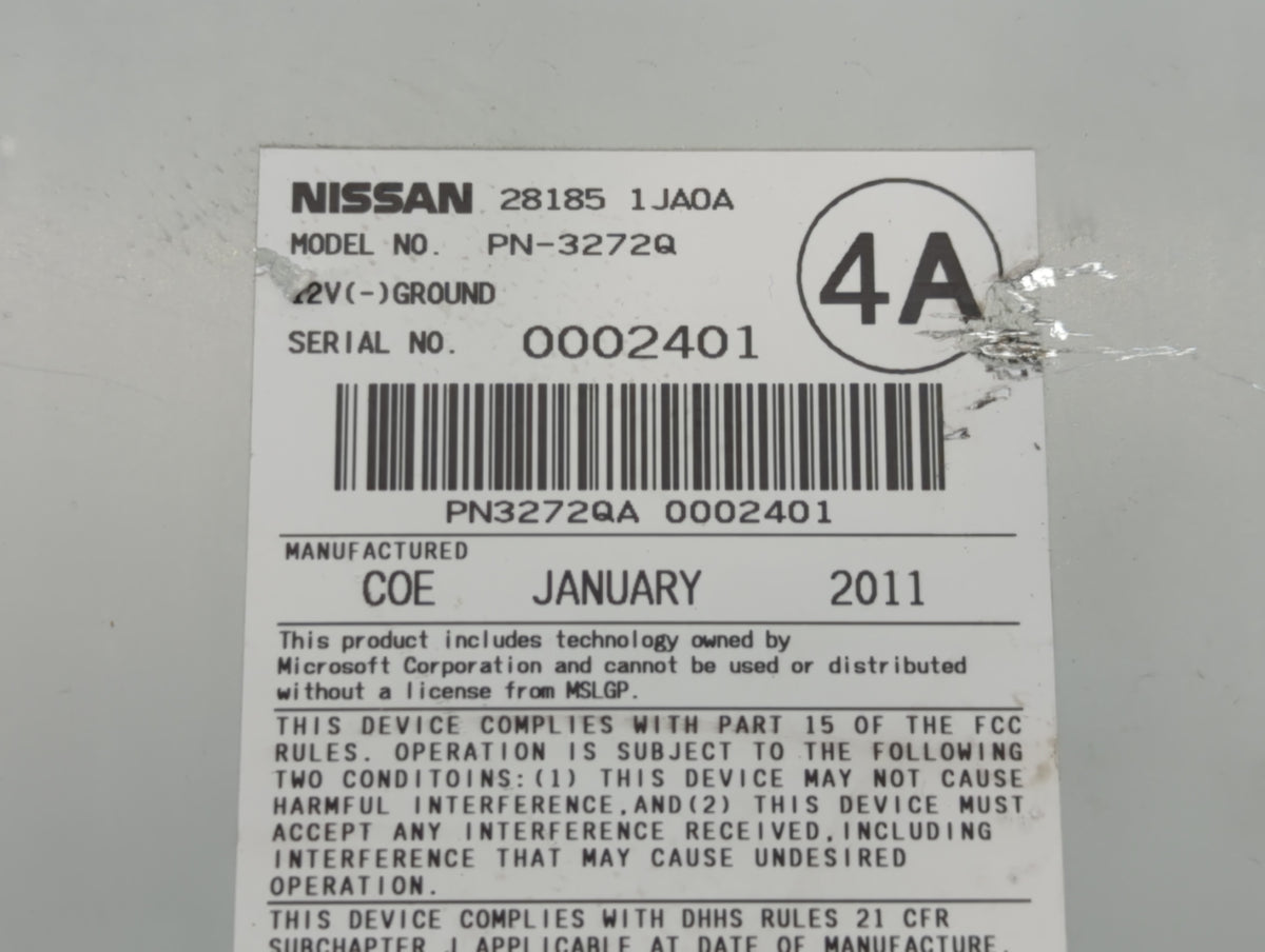 2011-2011 Nissan Quest Am Fm Cd Player Radio Receiver 738465 - Oemusedautoparts1.com