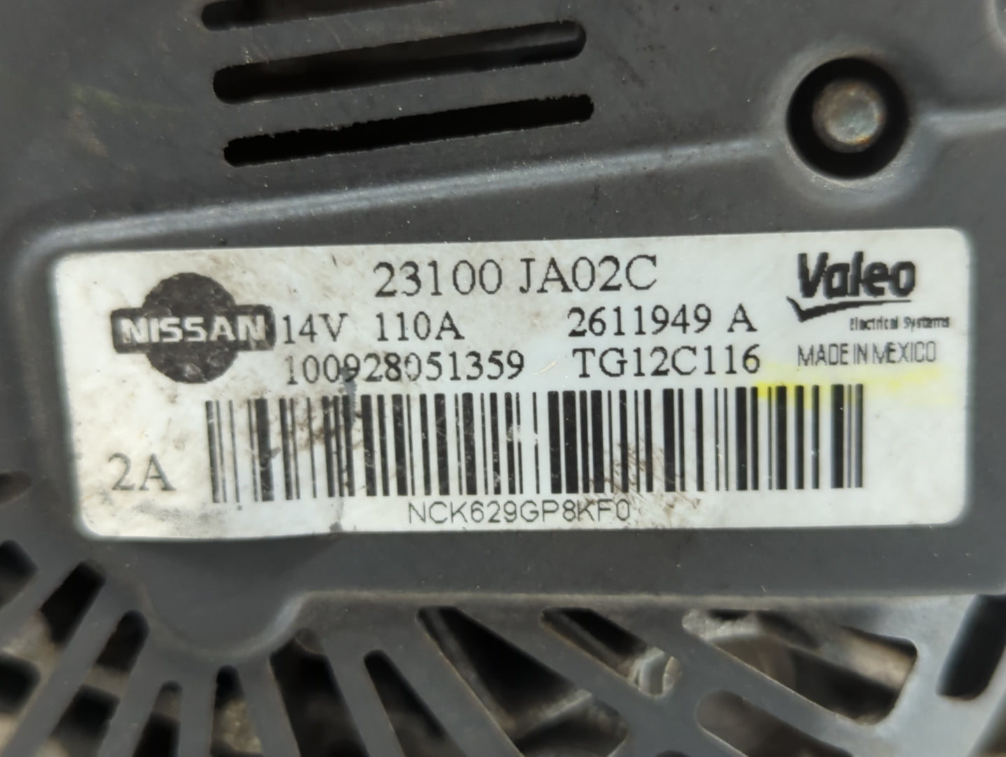 2011-2015 Nissan Rogue Alternator Replacement Generator Charging Assembly Engine OEM P/N:23100 JA02C Fits OEM Used Auto Part