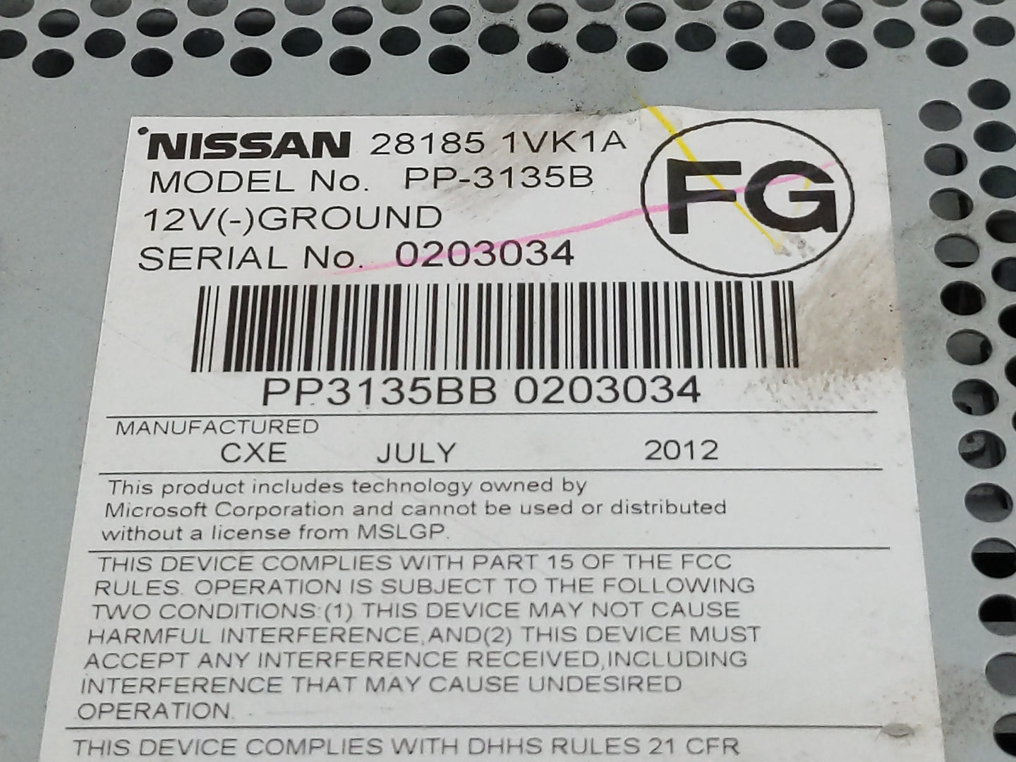 2011-2015 Nissan Rogue Radio AM FM Cd Player Receiver Replacement P/N:28185 1VK1A Fits Fits 2011 2012 2013 2014 2015 OEM Use