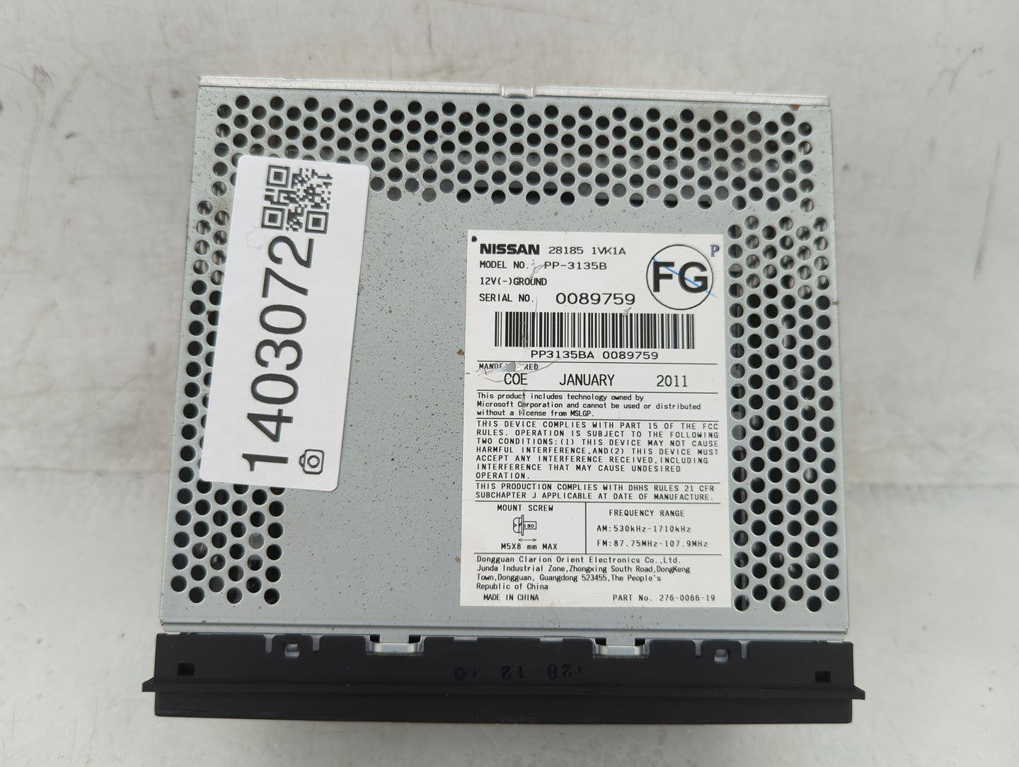 2011-2015 Nissan Rogue Radio AM FM Cd Player Receiver Replacement P/N:276-0066-19 28185 1VK1A Fits Fits 2011 2012 2013 2014 