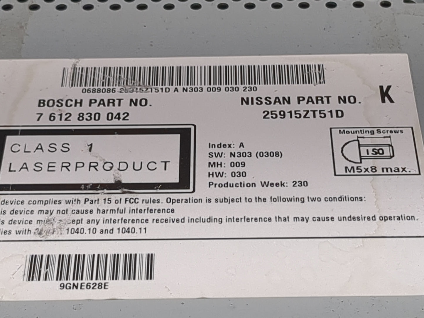 2011 Nissan Rogue Radio AM FM Cd Player Receiver Replacement P/N:25915ZT51D 7612830042 Fits OEM Used Auto Parts - Oemusedaut