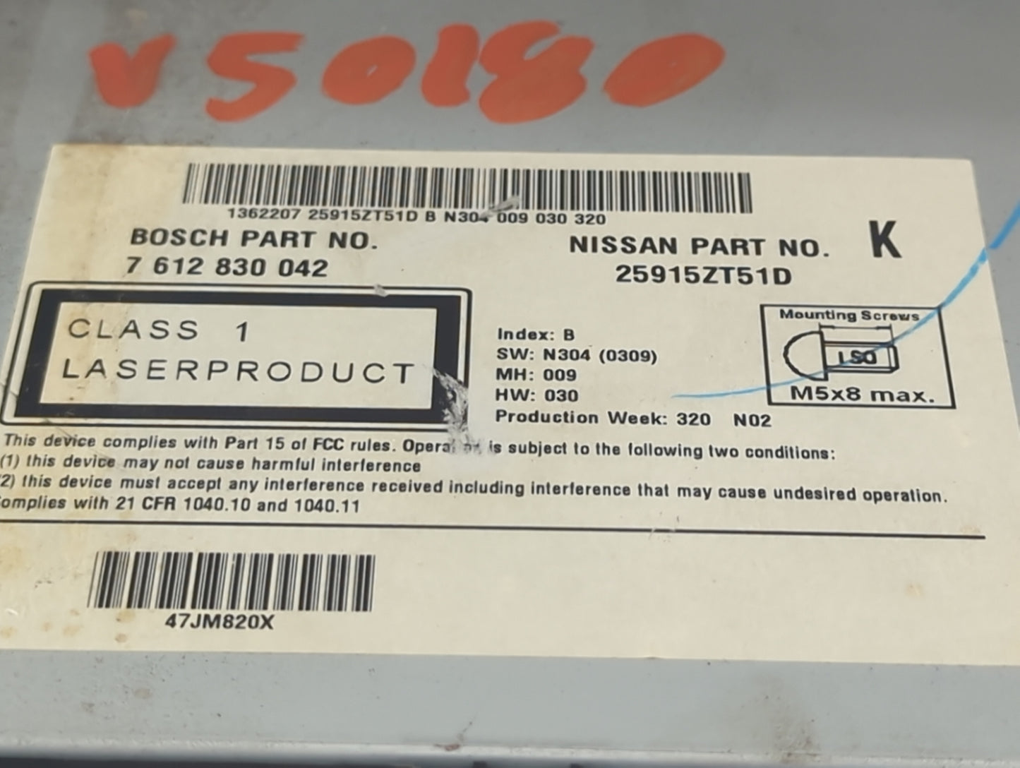 2011 Nissan Rogue Radio AM FM Cd Player Receiver Replacement P/N:25915ZT51D 7612830042 Fits OEM Used Auto Parts - Oemusedaut
