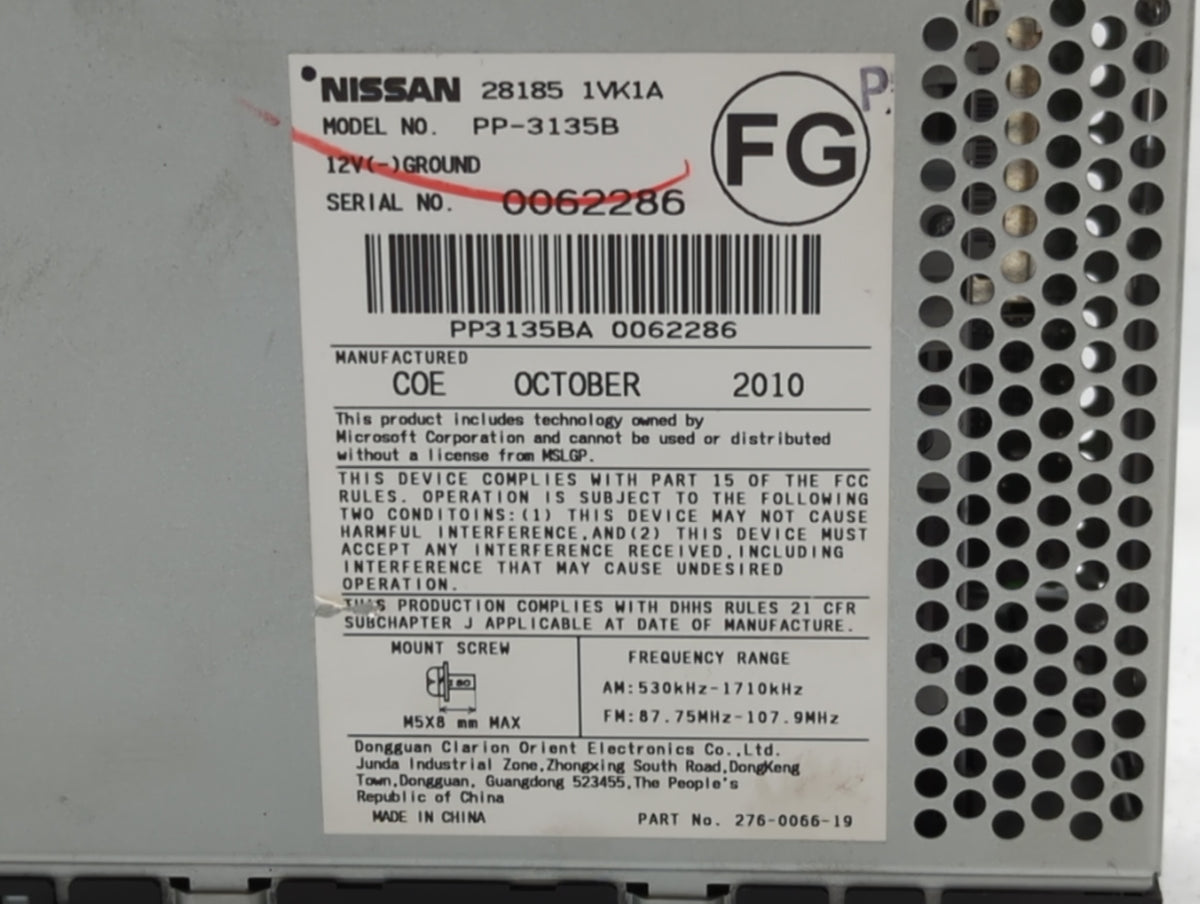2011-2015 Nissan Rogue Am Fm Cd Player Radio Receiver 462730 - Oemusedautoparts1.com