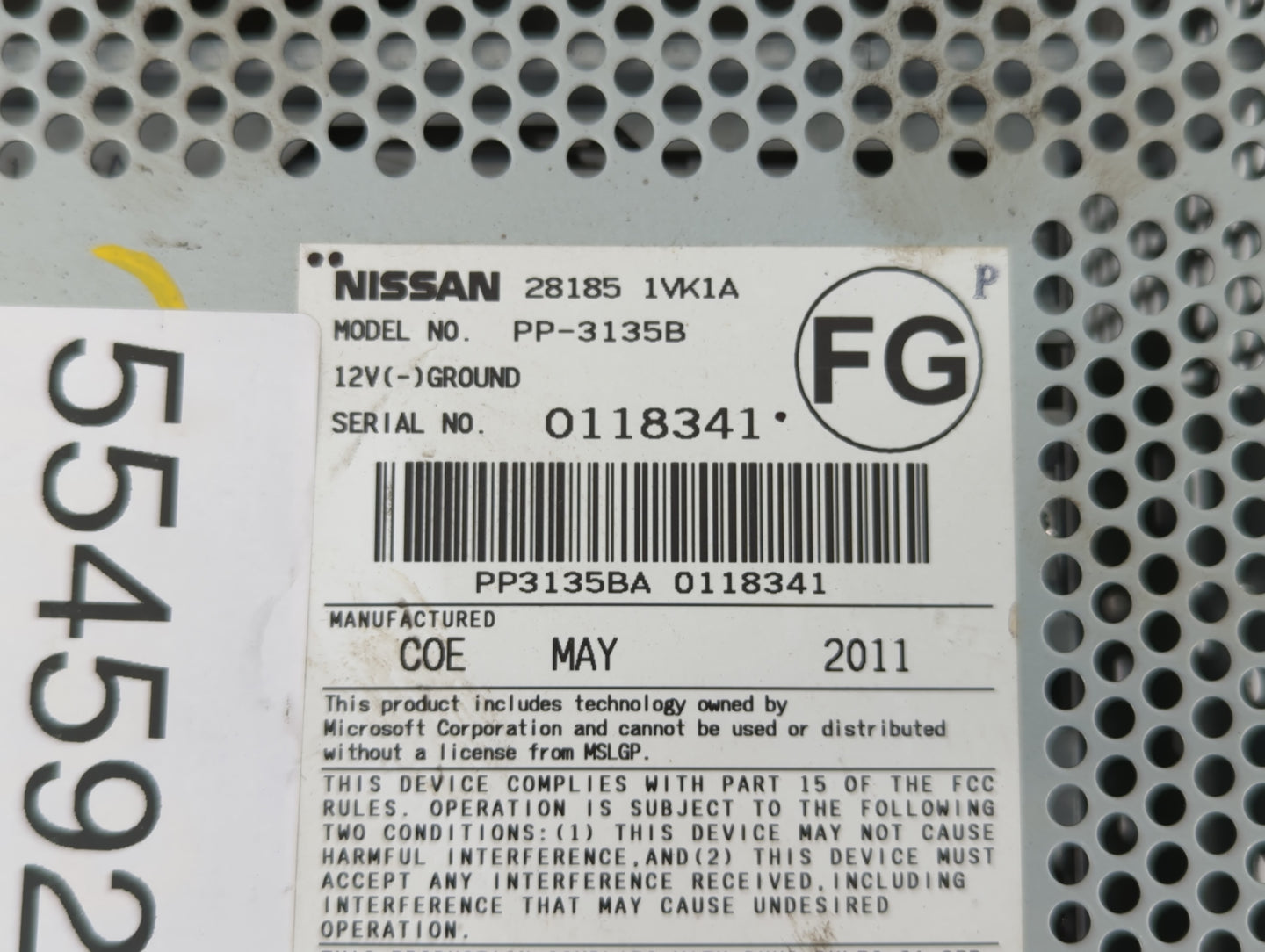 2011-2015 Nissan Rogue Am Fm Cd Player Radio Receiver - Oemusedautoparts1.com