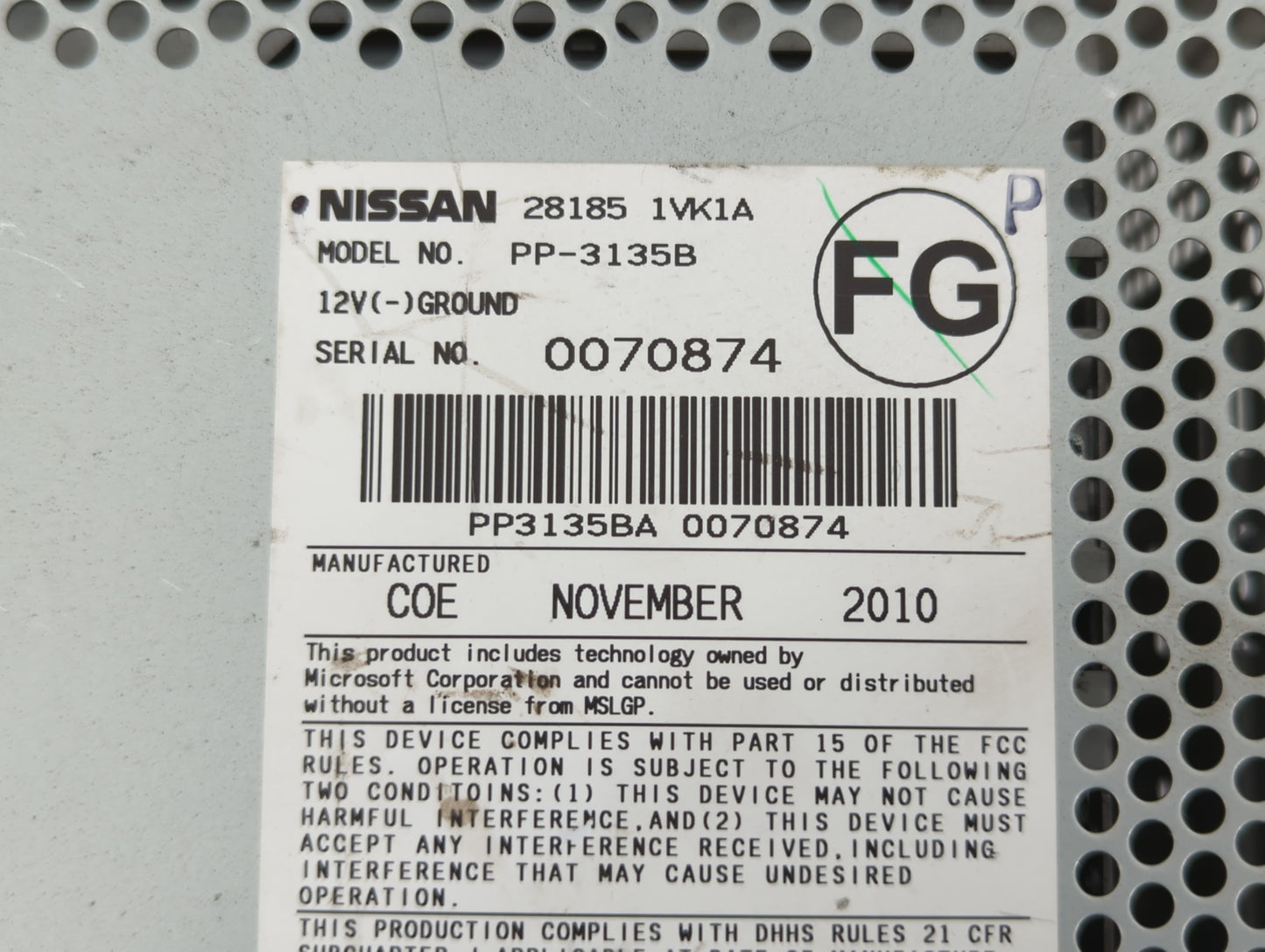 2011-2015 Nissan Rogue Am Fm Cd Player Radio Receiver - Oemusedautoparts1.com