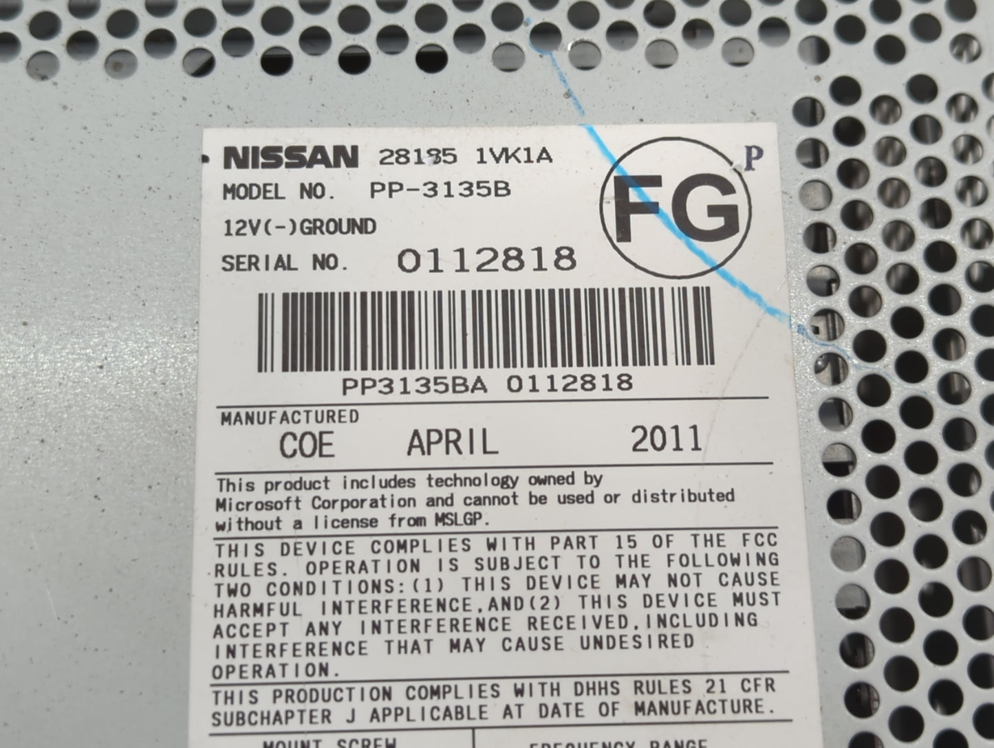 2011-2015 Nissan Rogue Radio AM FM Cd Player Receiver Replacement P/N:28185 1VK1A Fits Fits 2011 2012 2013 2014 2015 OEM Use