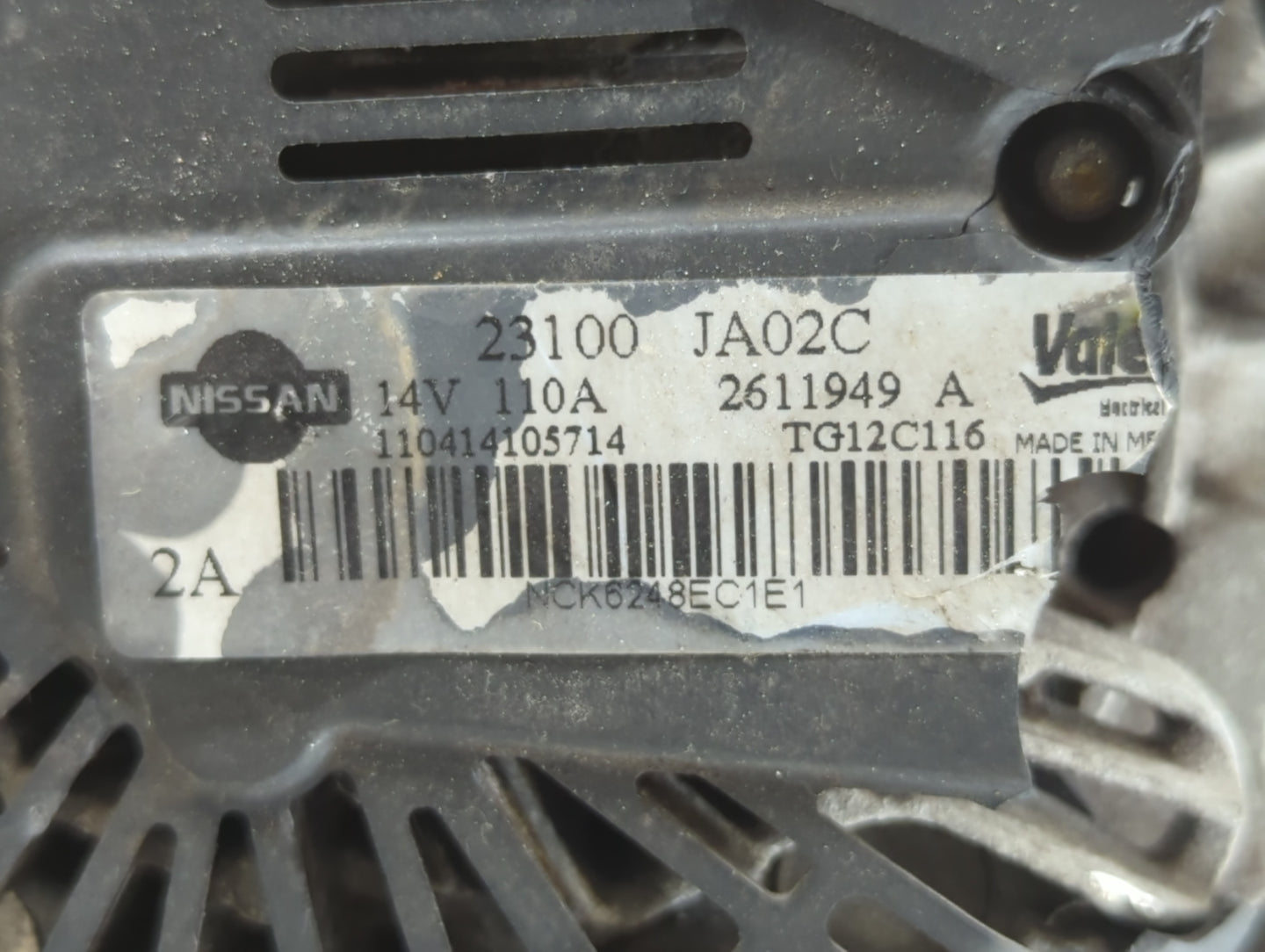 2011-2015 Nissan Rogue Alternator Replacement Generator Charging Assembly Engine OEM P/N:23100 JA02C Fits OEM Used Auto Part