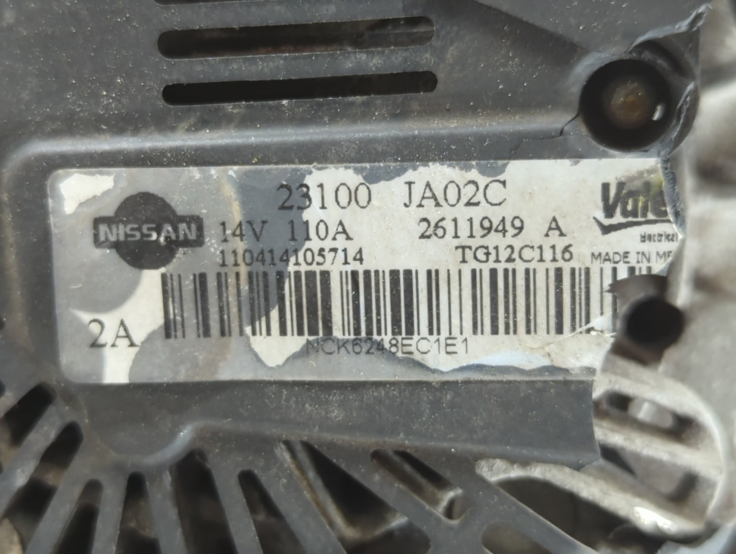 2011-2015 Nissan Rogue Alternator Replacement Generator Charging Assembly Engine OEM P/N:23100 JA02C Fits OEM Used Auto Part