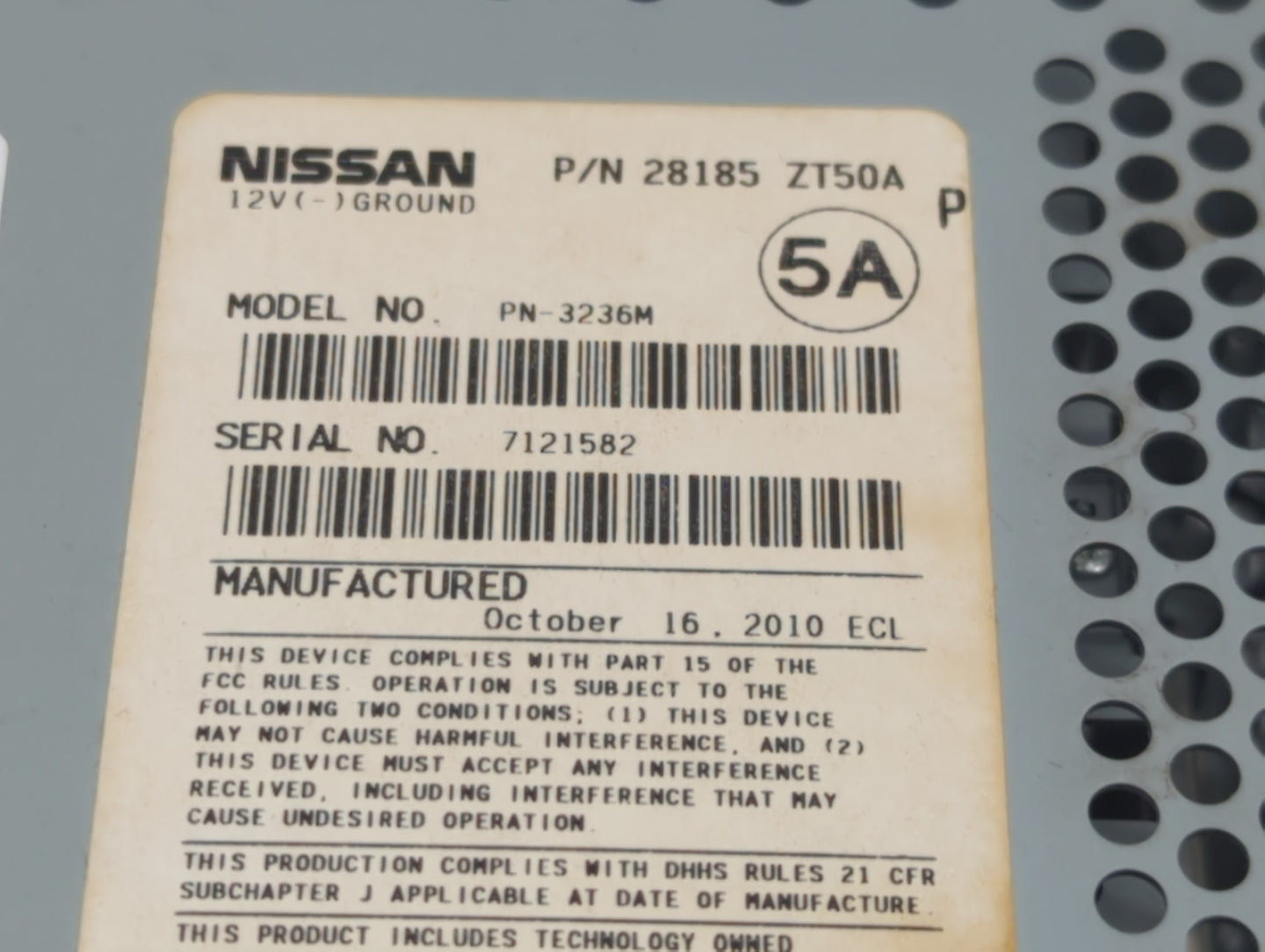 2010-2012 Nissan Sentra Radio AM FM Cd Player Receiver Replacement P/N:28185 ZT50A Fits Fits 2010 2011 2012 OEM Used Auto Pa