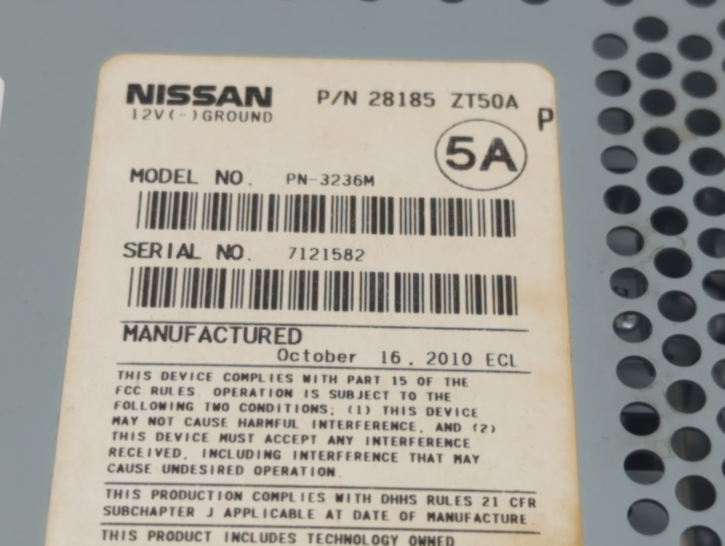 2010-2012 Nissan Sentra Radio AM FM Cd Player Receiver Replacement P/N:28185 ZT50A Fits Fits 2010 2011 2012 OEM Used Auto Pa