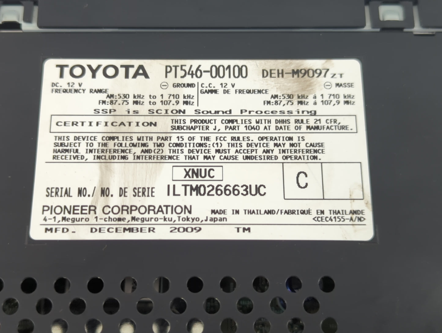 2008-2014 Scion Xb Radio AM FM Cd Player Receiver Replacement P/N:PT546-00100 Fits Fits 2008 2009 2010 2011 2012 2013 2014 O