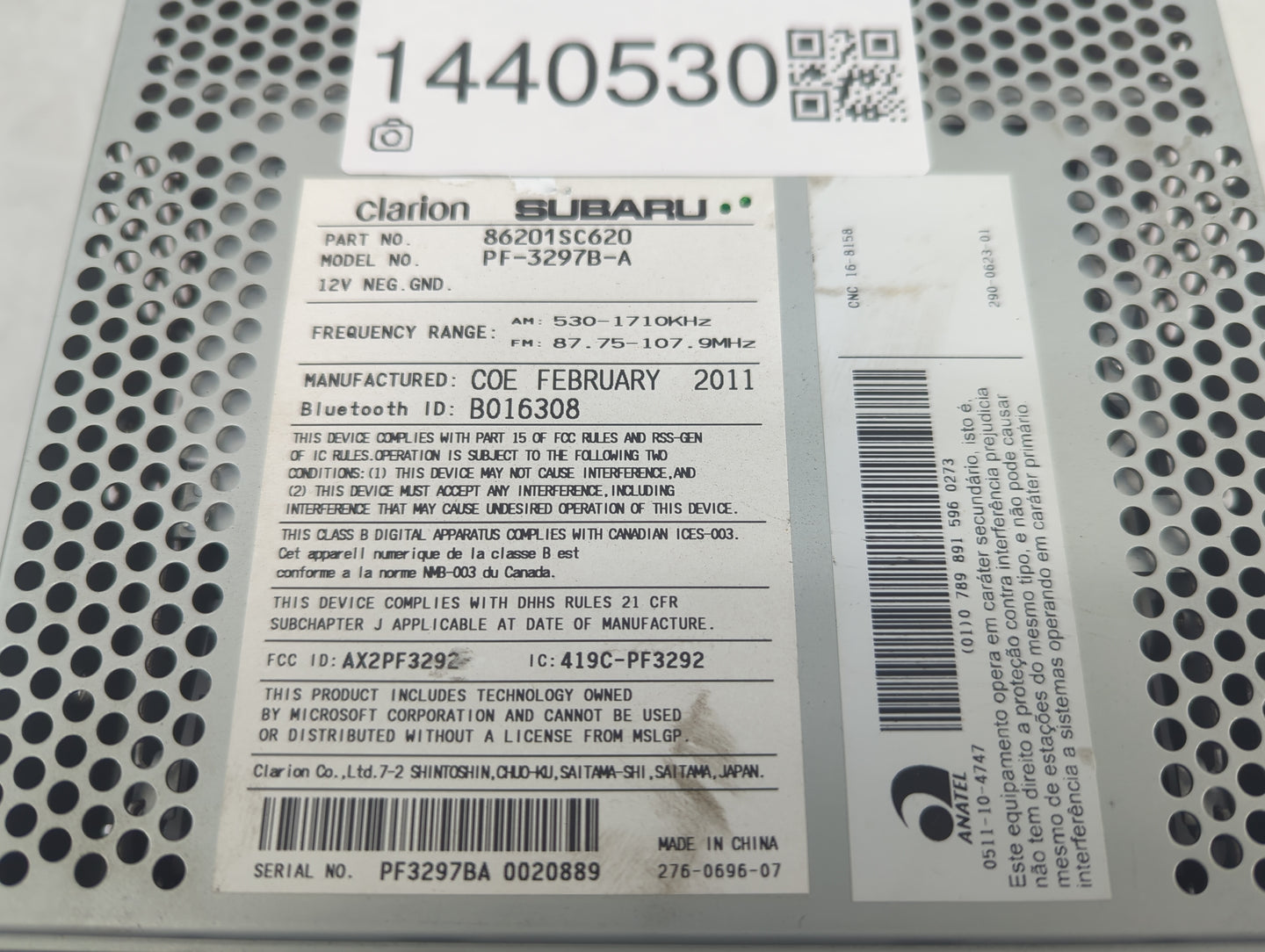2011 Subaru Forester Radio AM FM Cd Player Receiver Replacement P/N:86201SC620 Fits OEM Used Auto Parts - Oemusedautoparts1.