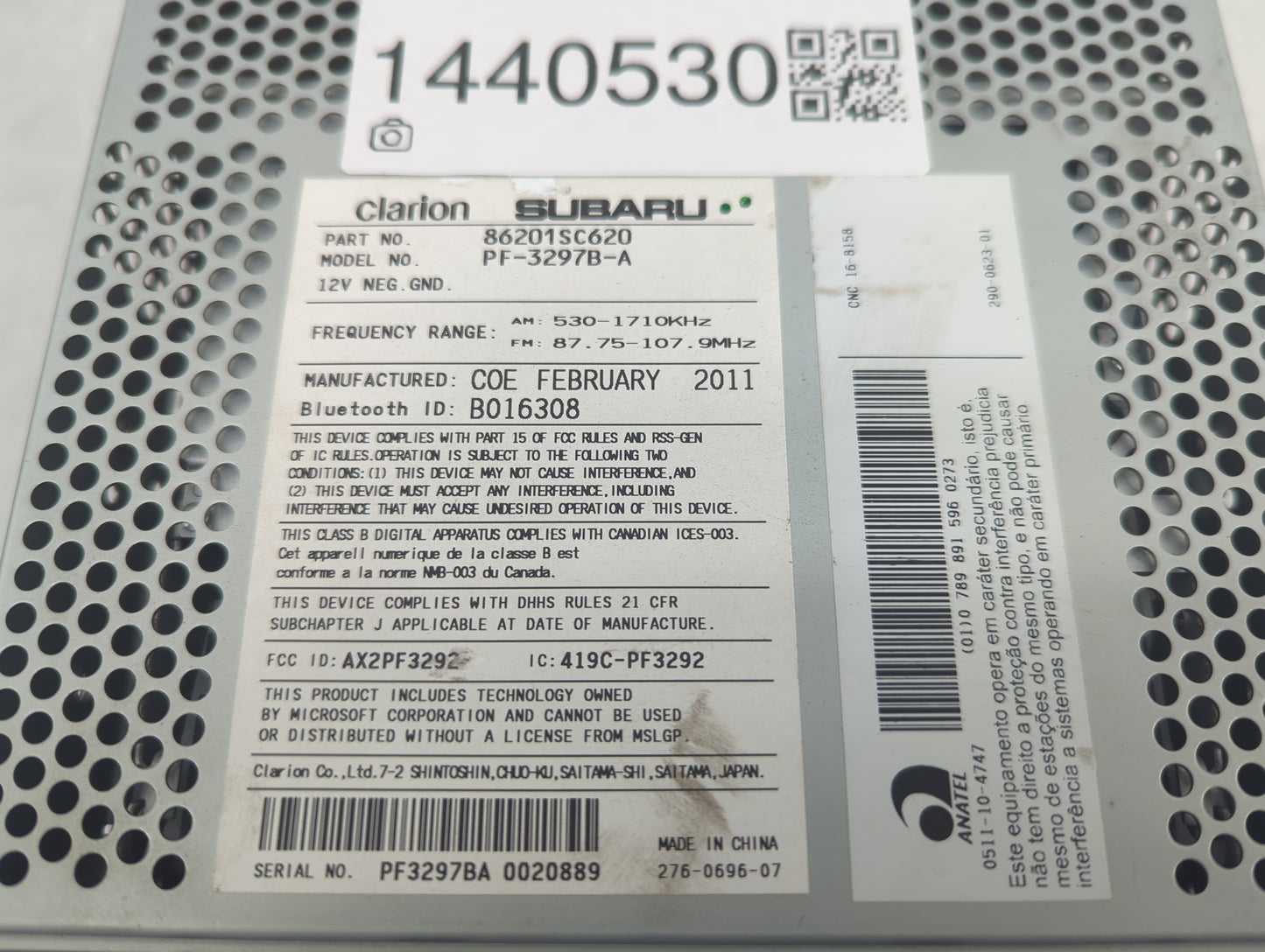 2011 Subaru Forester Radio AM FM Cd Player Receiver Replacement P/N:86201SC620 Fits OEM Used Auto Parts - Oemusedautoparts1.