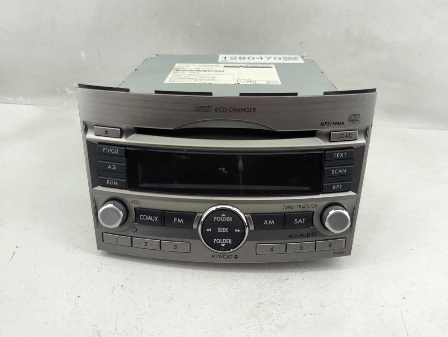 2010-2012 Subaru Legacy Radio AM FM Cd Player Receiver Replacement P/N:86201AJ60A Fits Fits 2010 2011 2012 OEM Used Auto Par