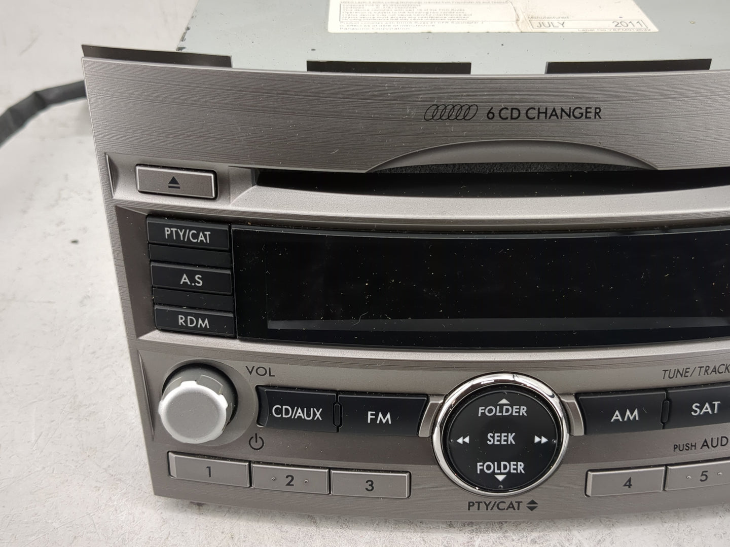 2010-2012 Subaru Legacy Radio AM FM Cd Player Receiver Replacement P/N:86201AJ60A Fits Fits 2010 2011 2012 OEM Used Auto Par