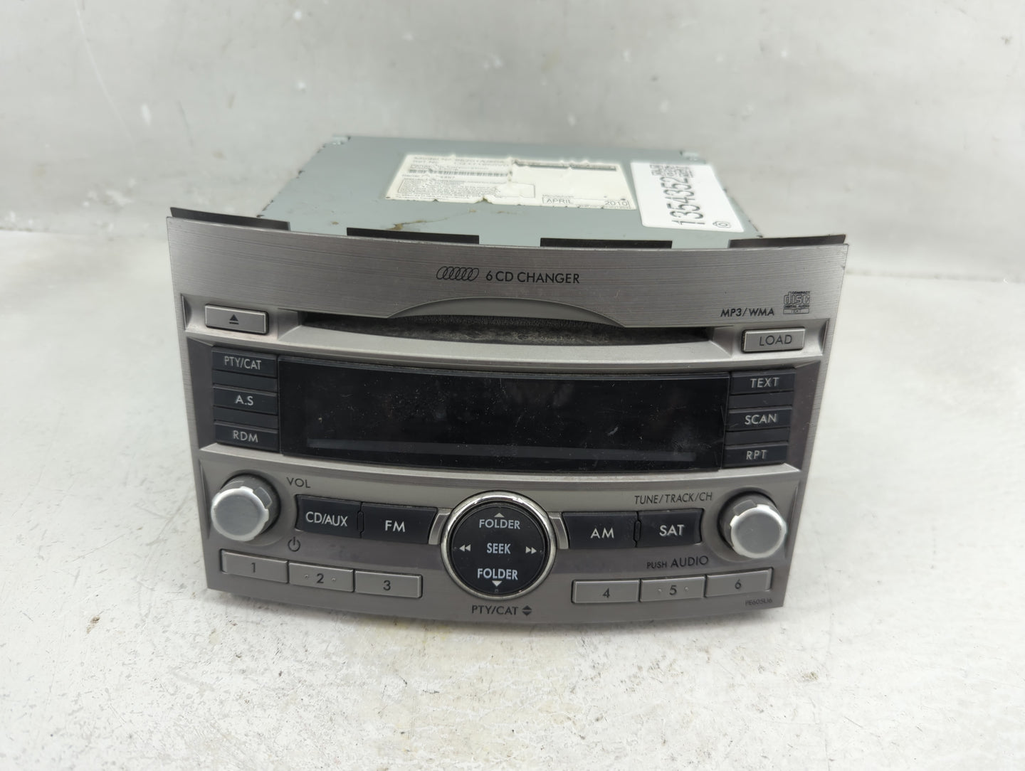 2010-2012 Subaru Legacy Radio AM FM Cd Player Receiver Replacement P/N:86201AJ60A Fits Fits 2010 2011 2012 OEM Used Auto Par