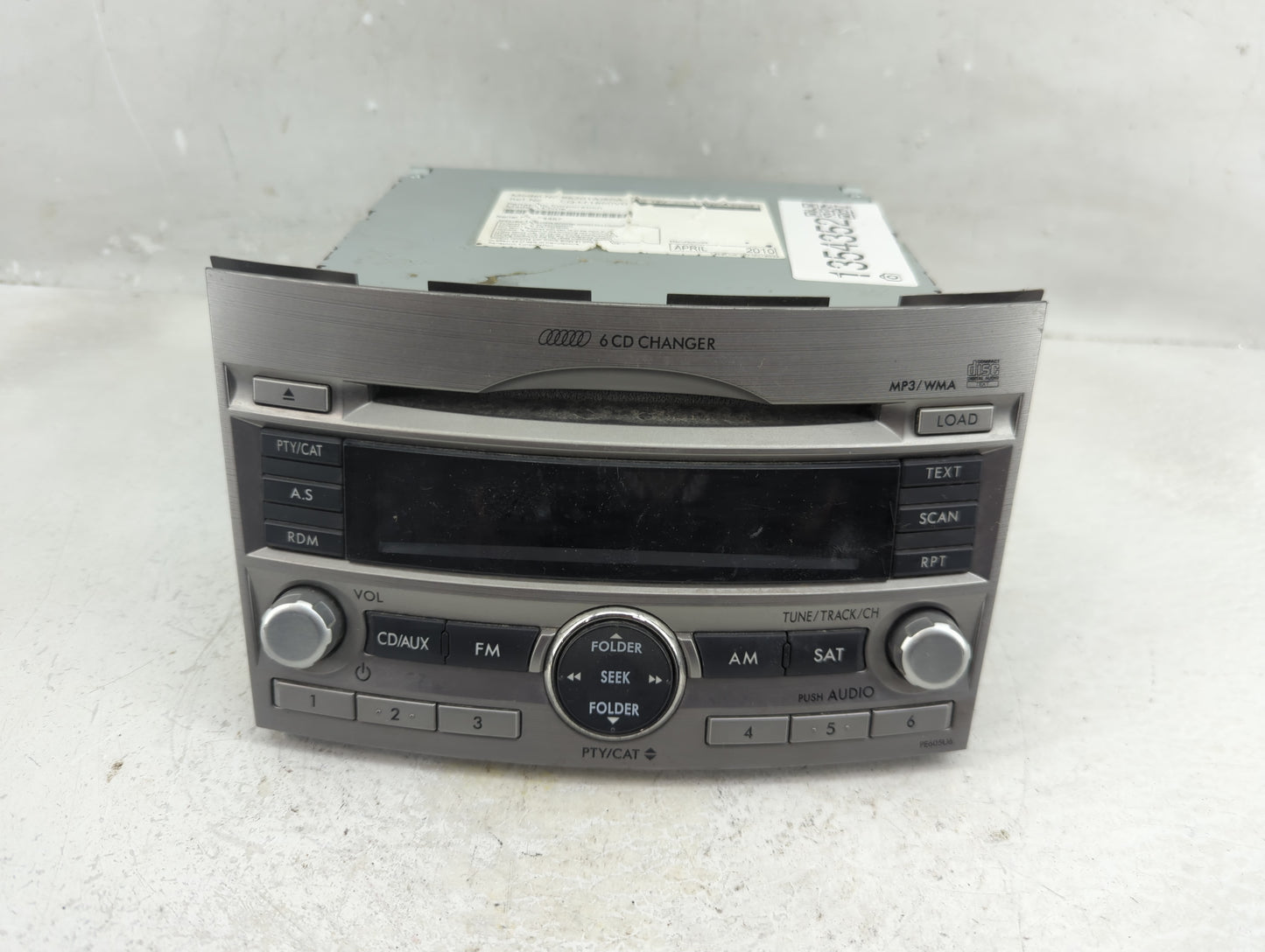 2010-2012 Subaru Legacy Radio AM FM Cd Player Receiver Replacement P/N:86201AJ60A Fits Fits 2010 2011 2012 OEM Used Auto Par