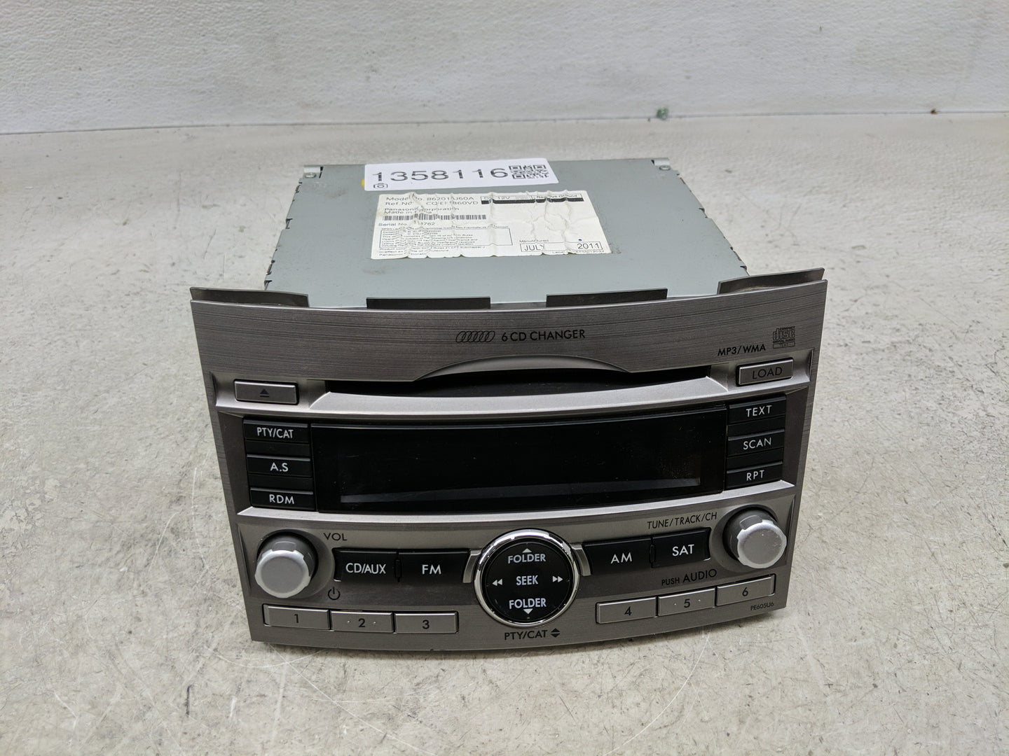 2010-2012 Subaru Legacy Radio AM FM Cd Player Receiver Replacement P/N:86201AJ60A Fits Fits 2010 2011 2012 OEM Used Auto Par