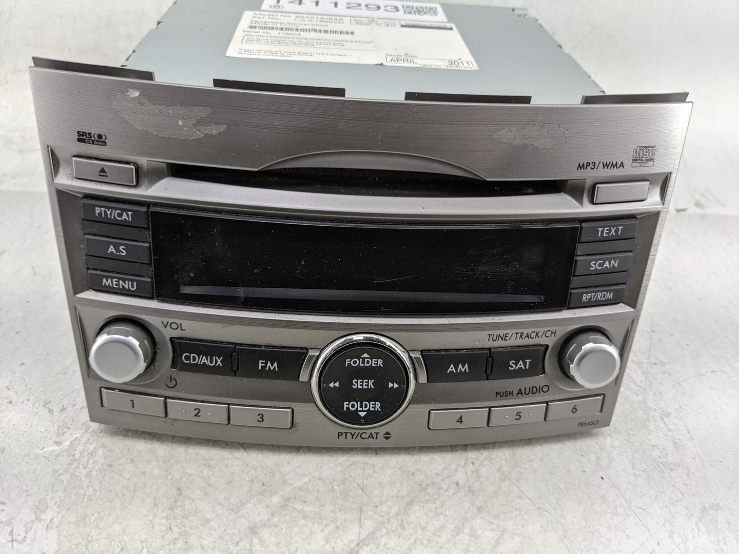 2010-2012 Subaru Legacy Radio AM FM Cd Player Receiver Replacement P/N:86201AJ64A Fits Fits 2010 2011 2012 OEM Used Auto Par
