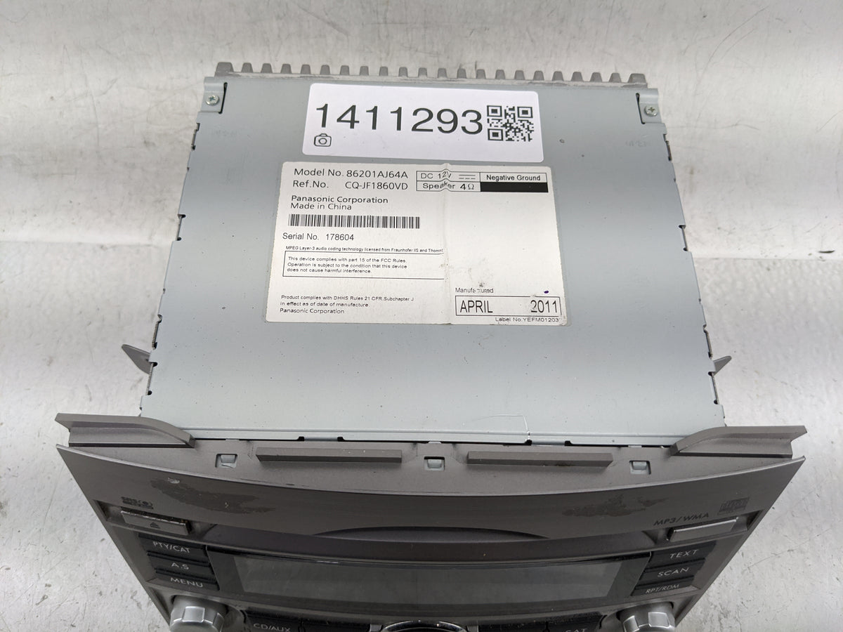 2010-2012 Subaru Legacy Radio AM FM Cd Player Receiver Replacement P/N:86201AJ64A Fits 2010 2011 2012 OEM Used Auto Parts - 
