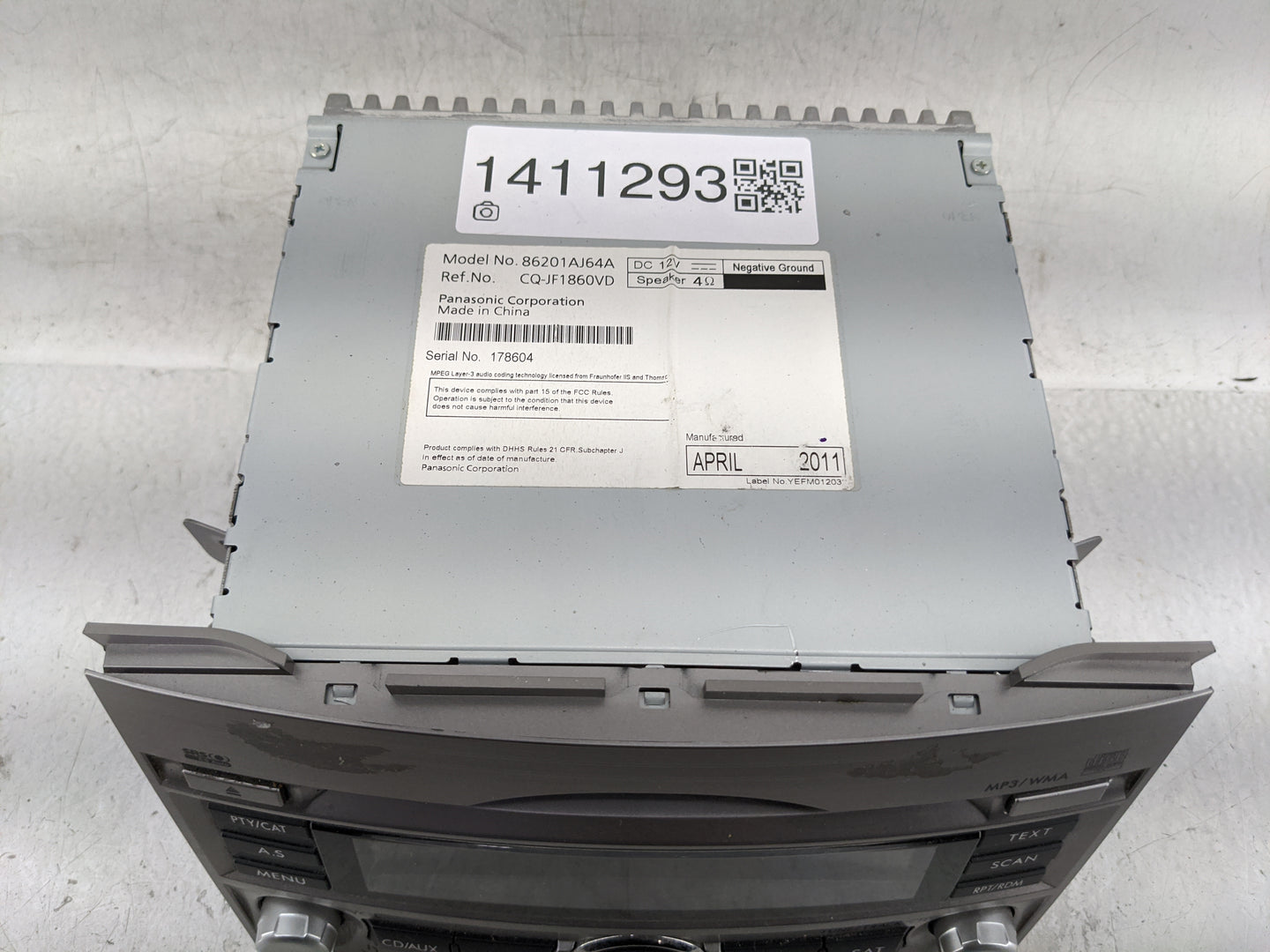 2010-2012 Subaru Legacy Radio AM FM Cd Player Receiver Replacement P/N:86201AJ64A Fits Fits 2010 2011 2012 OEM Used Auto Par