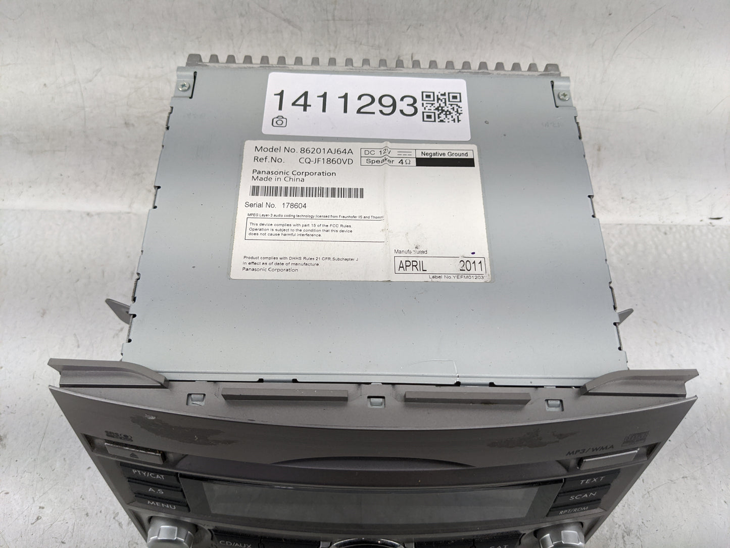 2010-2012 Subaru Legacy Radio AM FM Cd Player Receiver Replacement P/N:86201AJ64A Fits Fits 2010 2011 2012 OEM Used Auto Par