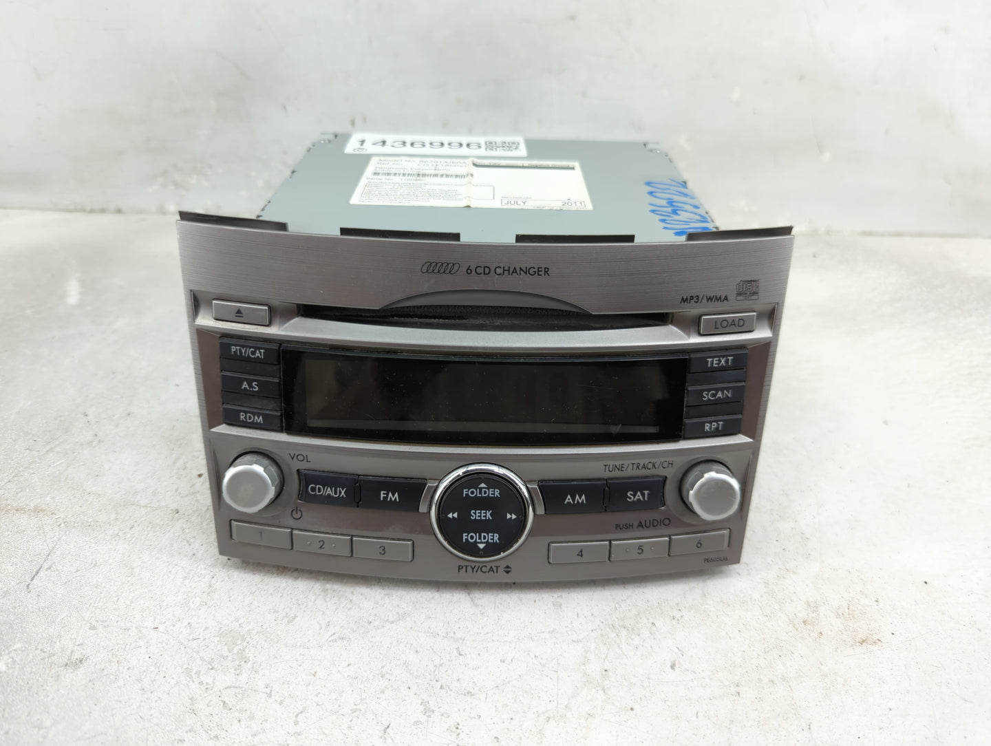 2010-2012 Subaru Legacy Radio AM FM Cd Player Receiver Replacement P/N:86201AJ60A CQ-EF1860VD Fits Fits 2010 2011 2012 OEM U