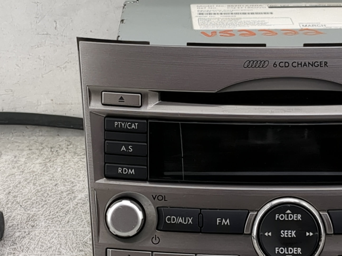 2010-2012 Subaru Legacy Radio AM FM Cd Player Receiver Replacement P/N:86201AJ60A CQ-EF1860VD Fits Fits 2010 2011 2012 OEM U