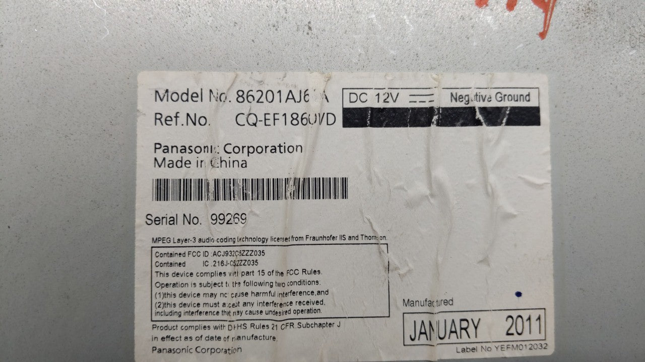 2010-2012 Subaru Legacy Am Fm Cd Player Radio Receiver - Oemusedautoparts1.com