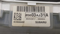 2011 Subaru Legacy Instrument Cluster Speedometer Gauges P/N:85003AJ31A Fits OEM Used Auto Parts - Oemusedautoparts1.com