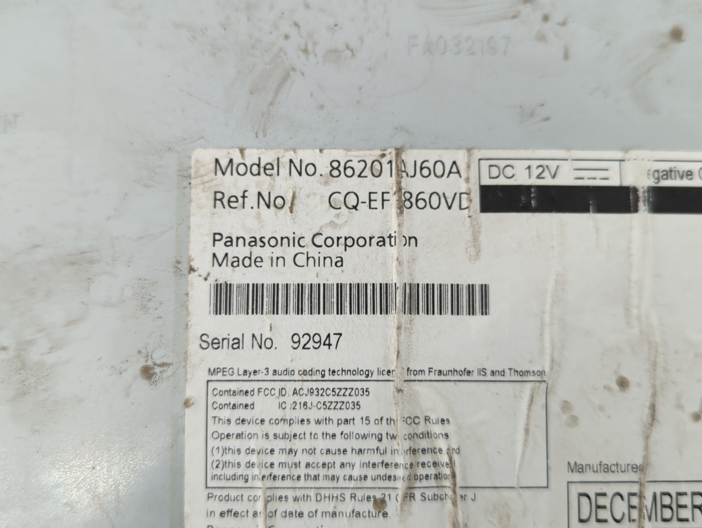 2010-2012 Subaru Legacy Radio AM FM Cd Player Receiver Replacement P/N:86201AJ62A 86201AJ64A, 86201AJ60A Fits Fits 2010 2011