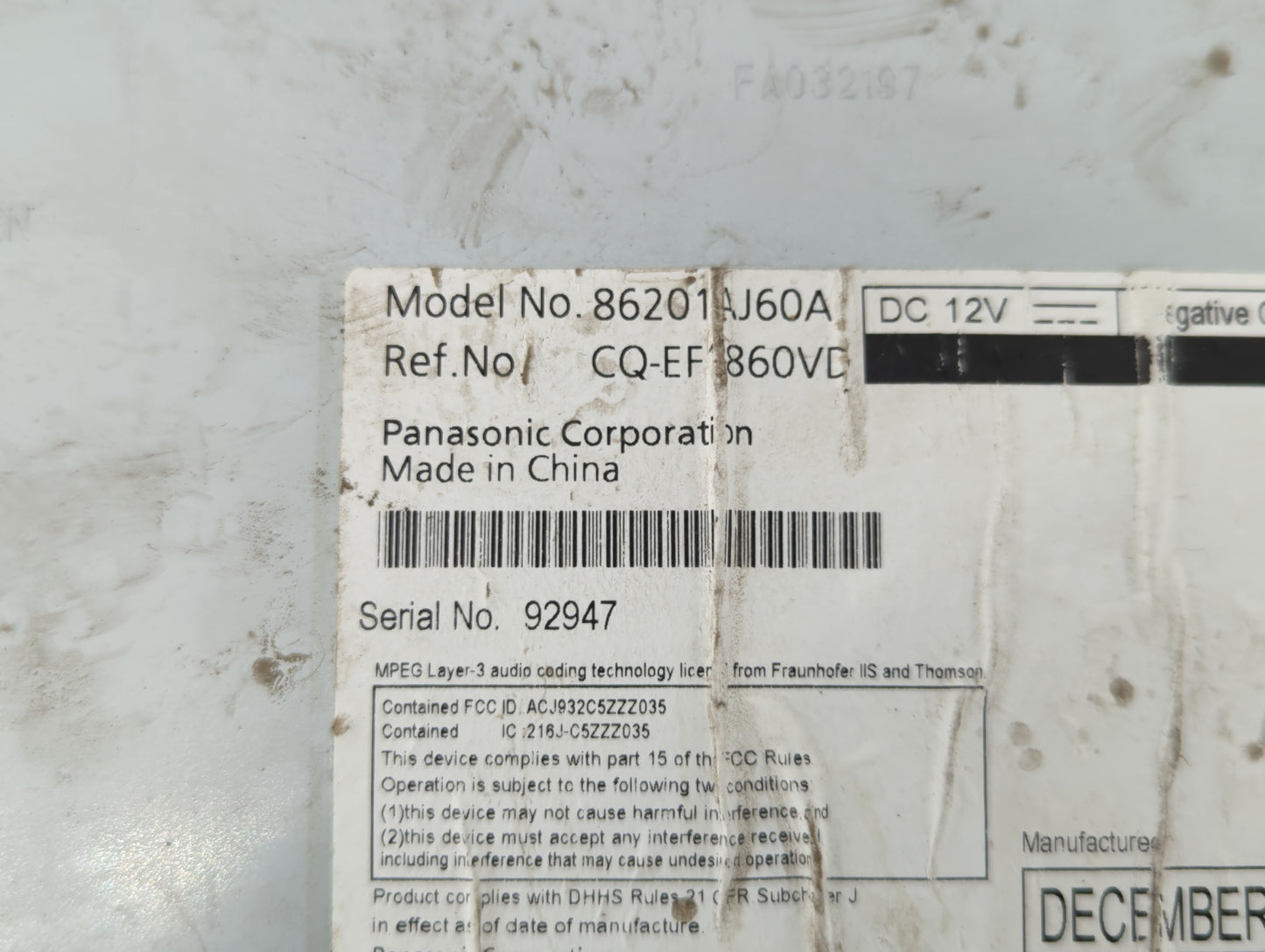 2010-2012 Subaru Legacy Radio AM FM Cd Player Receiver Replacement P/N:86201AJ62A 86201AJ64A, 86201AJ60A Fits Fits 2010 2011