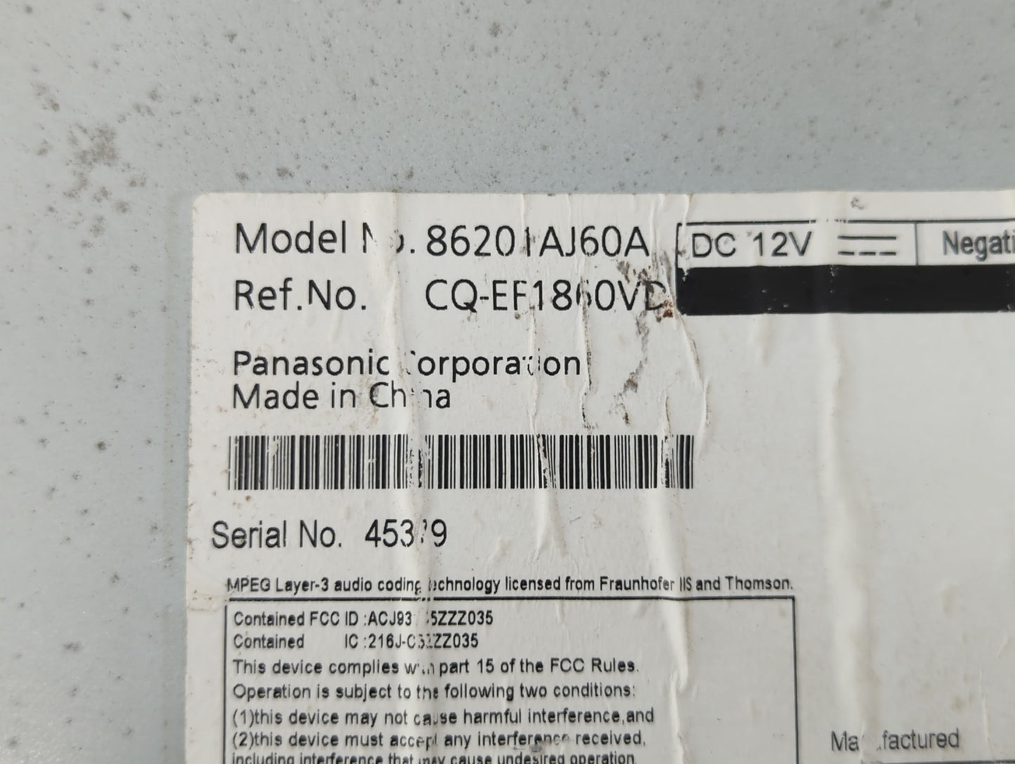 2010-2012 Subaru Legacy Radio AM FM Cd Player Receiver Replacement P/N:86201AJ61A 86201AJ62A, 86201AJ64A Fits Fits 2010 2011
