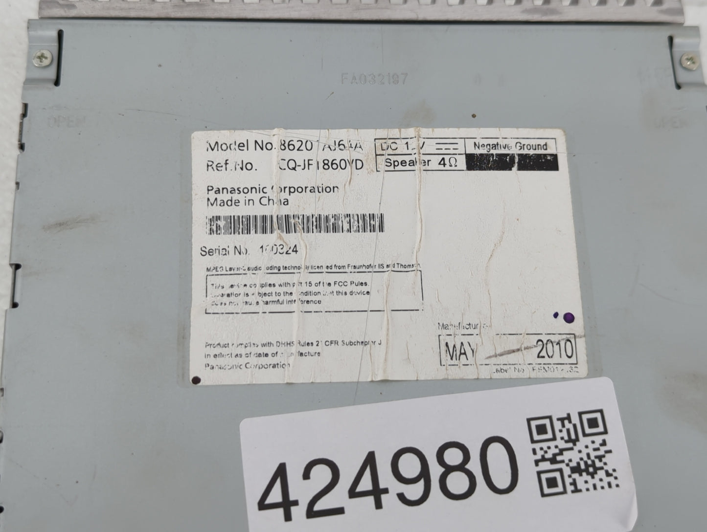 2010-2012 Subaru Legacy Am Fm Cd Player Radio Receiver - Oemusedautoparts1.com