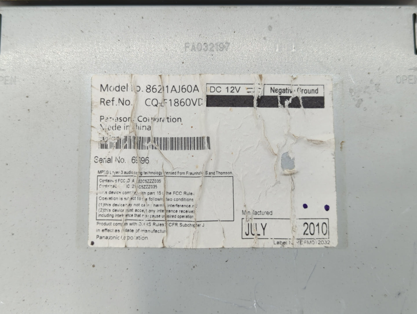 2010-2012 Subaru Legacy Am Fm Cd Player Radio Receiver - Oemusedautoparts1.com