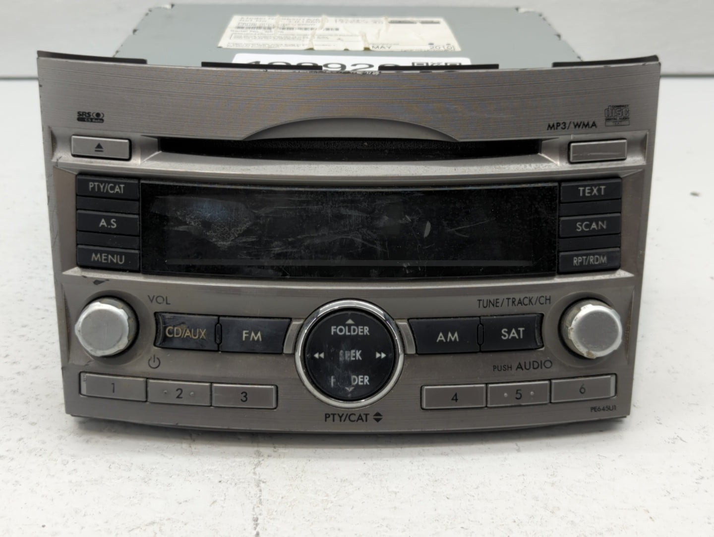 2010-2012 Subaru Legacy Radio AM FM Cd Player Receiver Replacement P/N:86201AJ6A Fits Fits 2010 2011 2012 OEM Used Auto Part