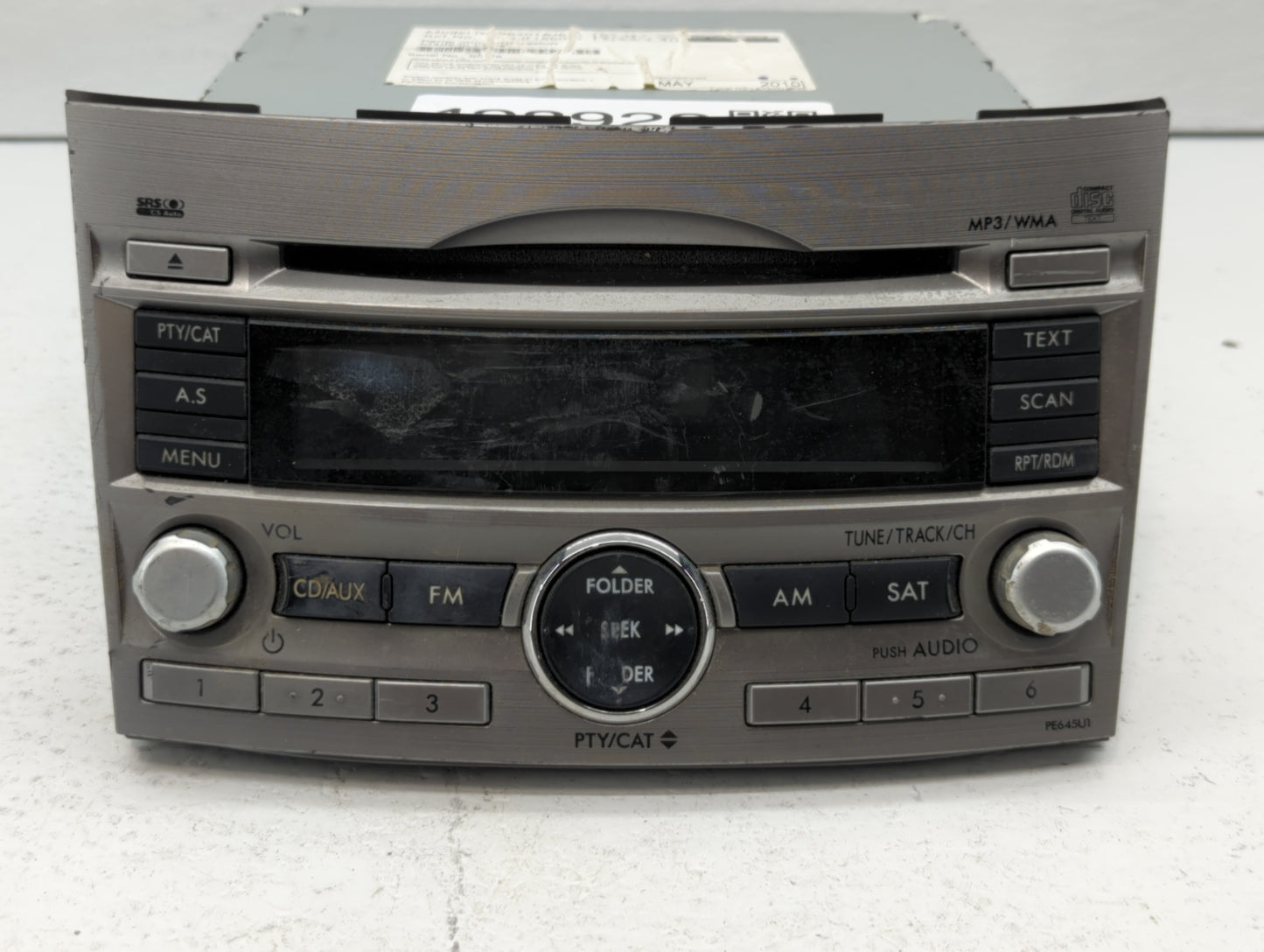 2010-2012 Subaru Legacy Radio AM FM Cd Player Receiver Replacement P/N:86201AJ6A Fits Fits 2010 2011 2012 OEM Used Auto Part