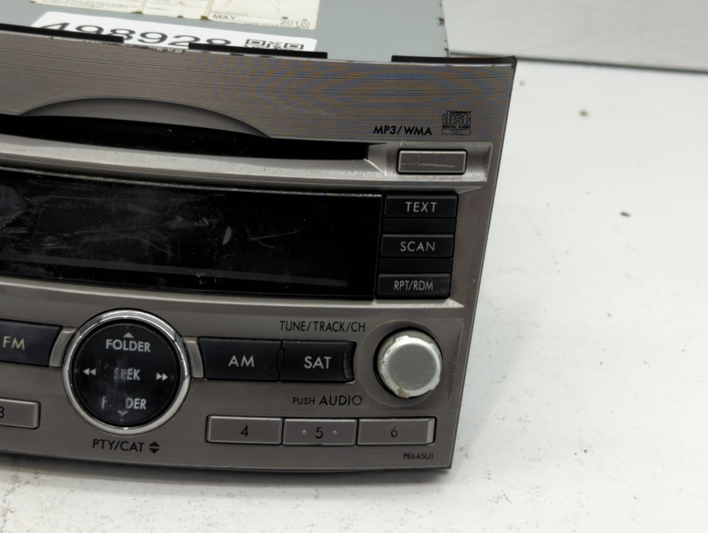 2010-2012 Subaru Legacy Radio AM FM Cd Player Receiver Replacement P/N:86201AJ6A Fits Fits 2010 2011 2012 OEM Used Auto Part