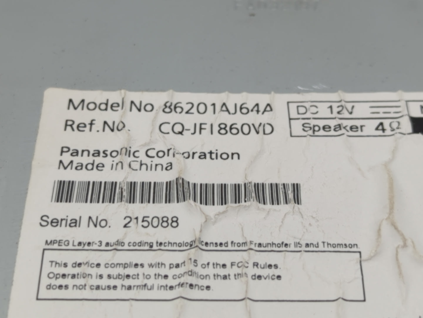 2010-2012 Subaru Legacy Am Fm Cd Player Radio Receiver - Oemusedautoparts1.com