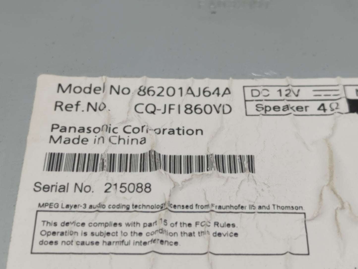 2010-2012 Subaru Legacy Am Fm Cd Player Radio Receiver - Oemusedautoparts1.com