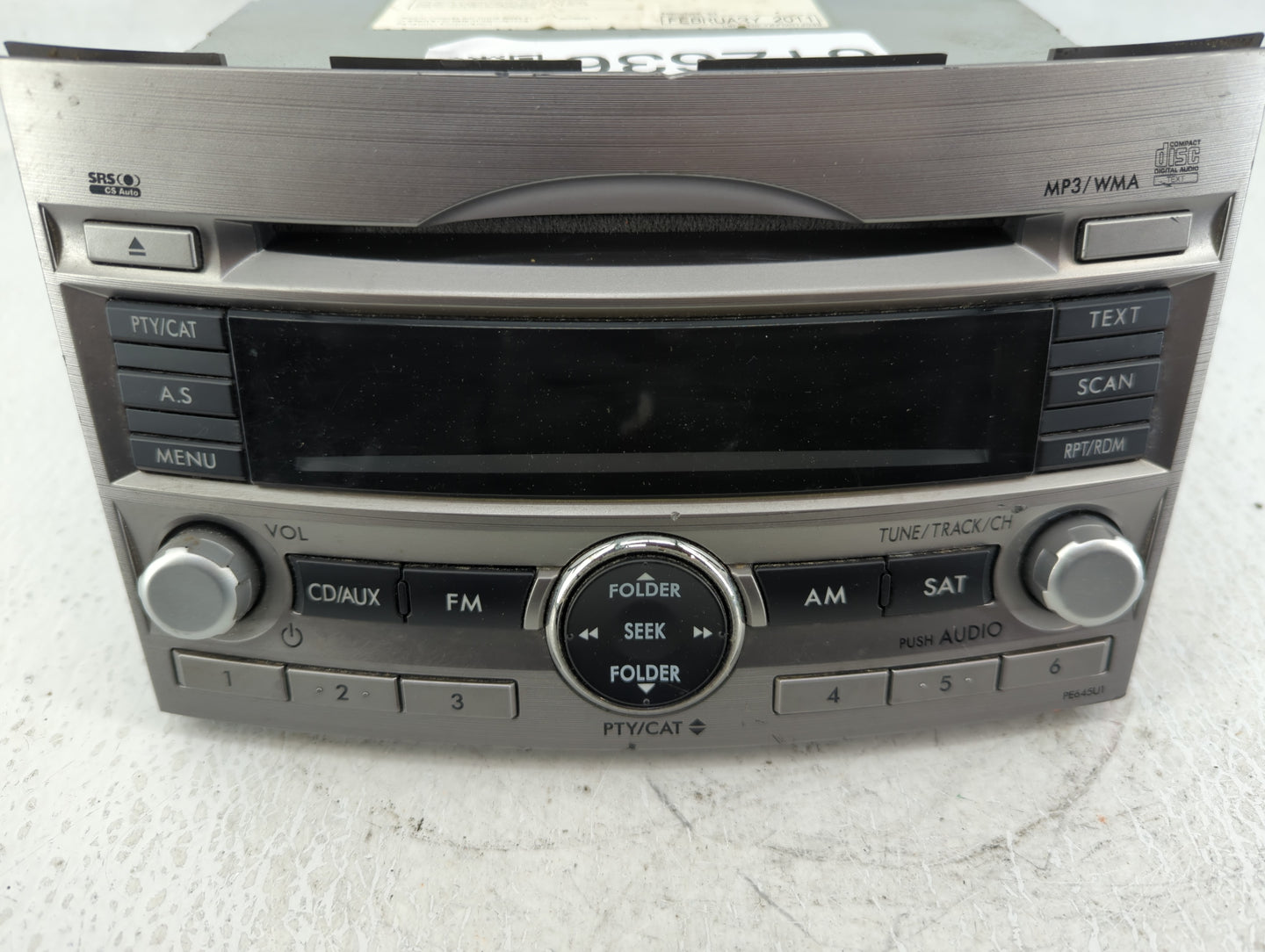 2010-2012 Subaru Legacy Radio AM FM Cd Player Receiver Replacement P/N:86201AJ64A Fits Fits 2010 2011 2012 OEM Used Auto Par
