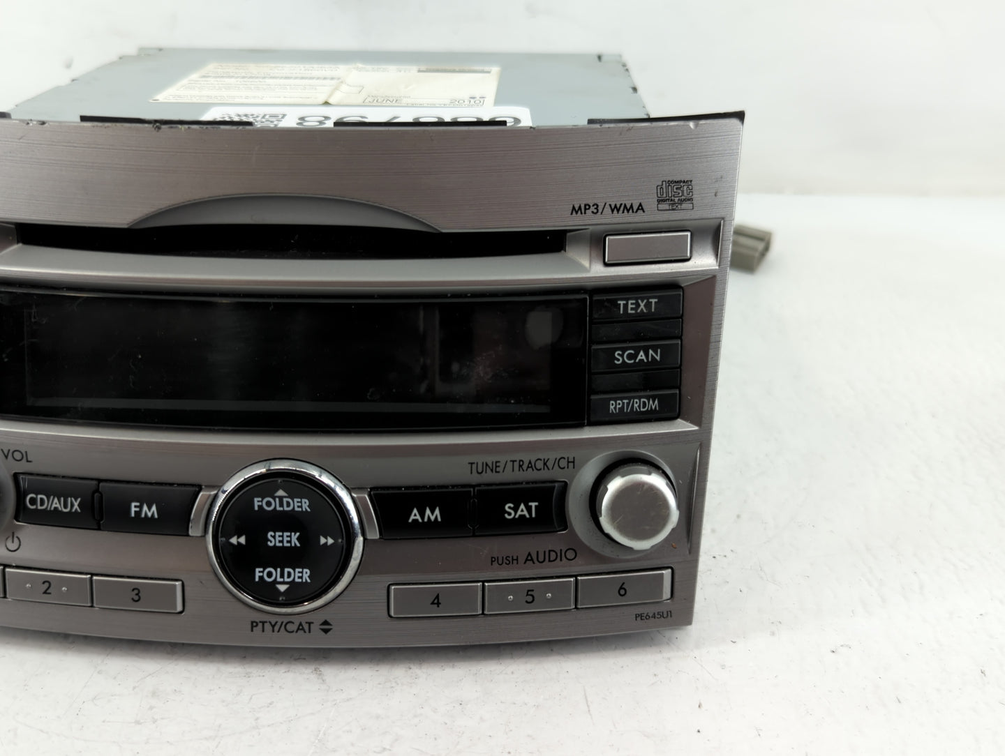 2010-2012 Subaru Legacy Radio AM FM Cd Player Receiver Replacement P/N:86201AJ64A Fits Fits 2010 2011 2012 OEM Used Auto Par