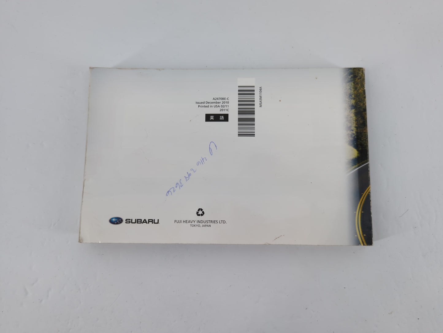 2011 Subaru Legacy Owners Manual Book Guide P/N:MS5M1104A OEM Used Auto Parts - Oemusedautoparts1.com